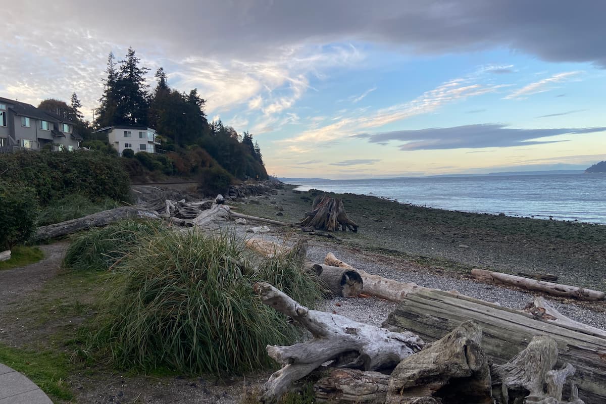 South end of the beach where the best tidepooling is found.